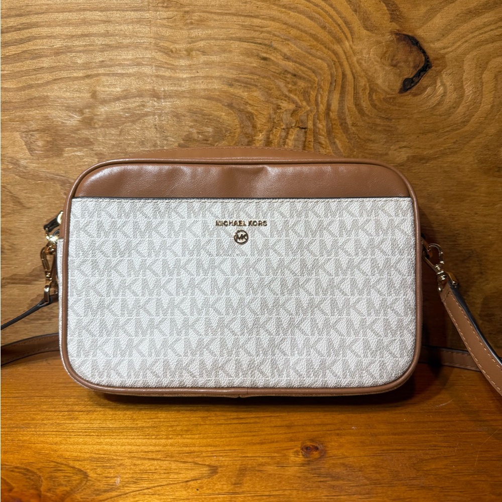 Michael Kors Brown and Cream Crossbody Bag
